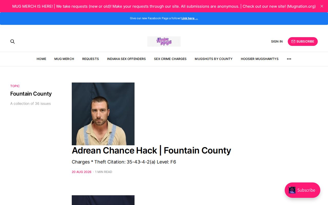 Unofficial Hoosier Mugs Fountain County news tag