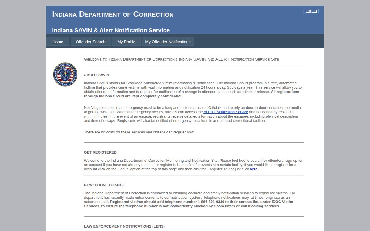 Indiana SAVIN Fountain County custody notification access