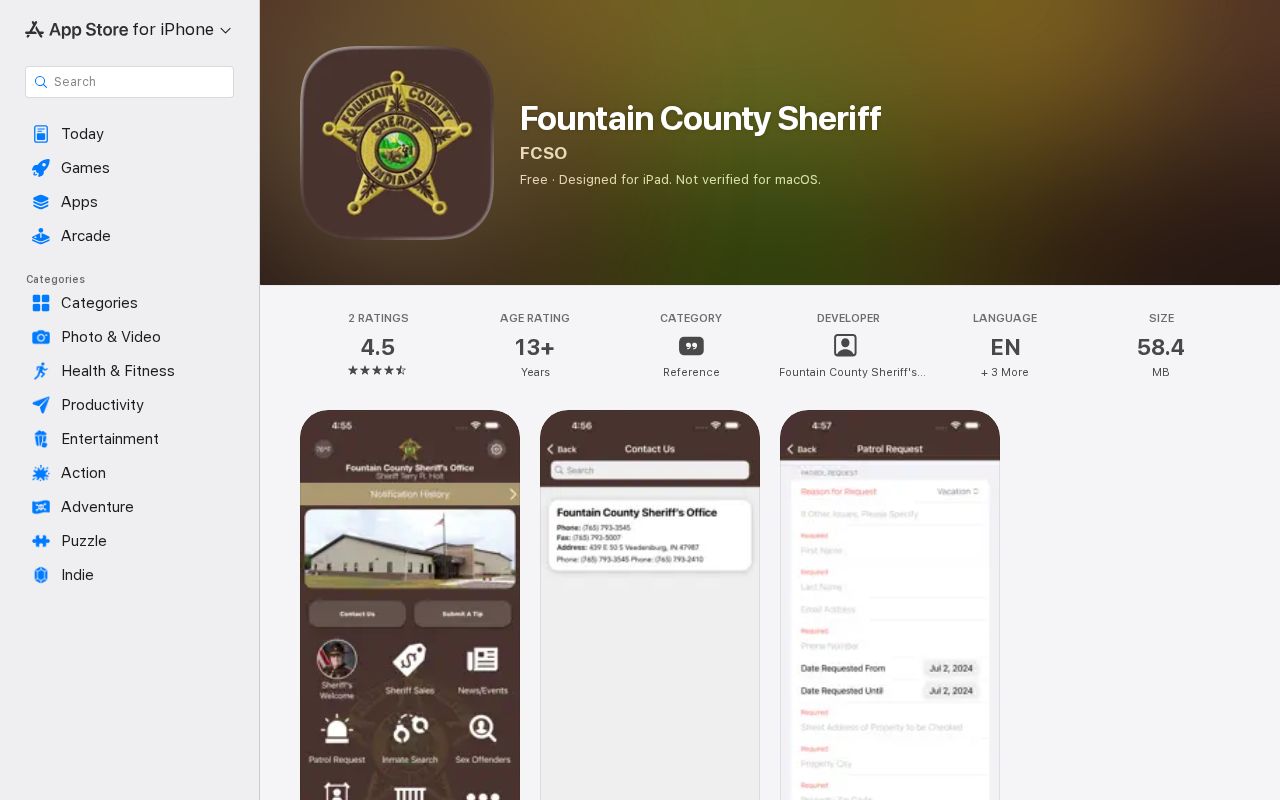 Fountain County Sheriff app for wanted and warrant communication